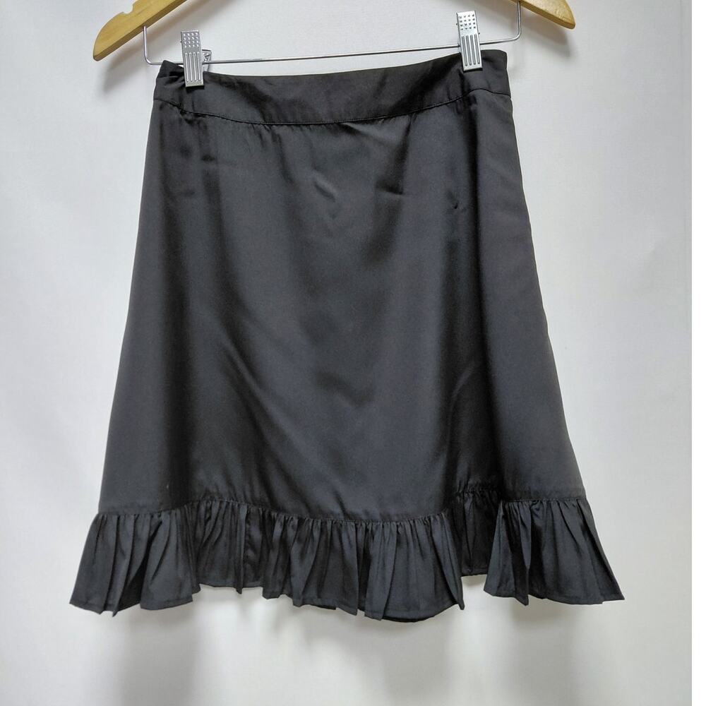 NA-KD Ruffle Hem Skirt Black Solid Lightweight Size 36